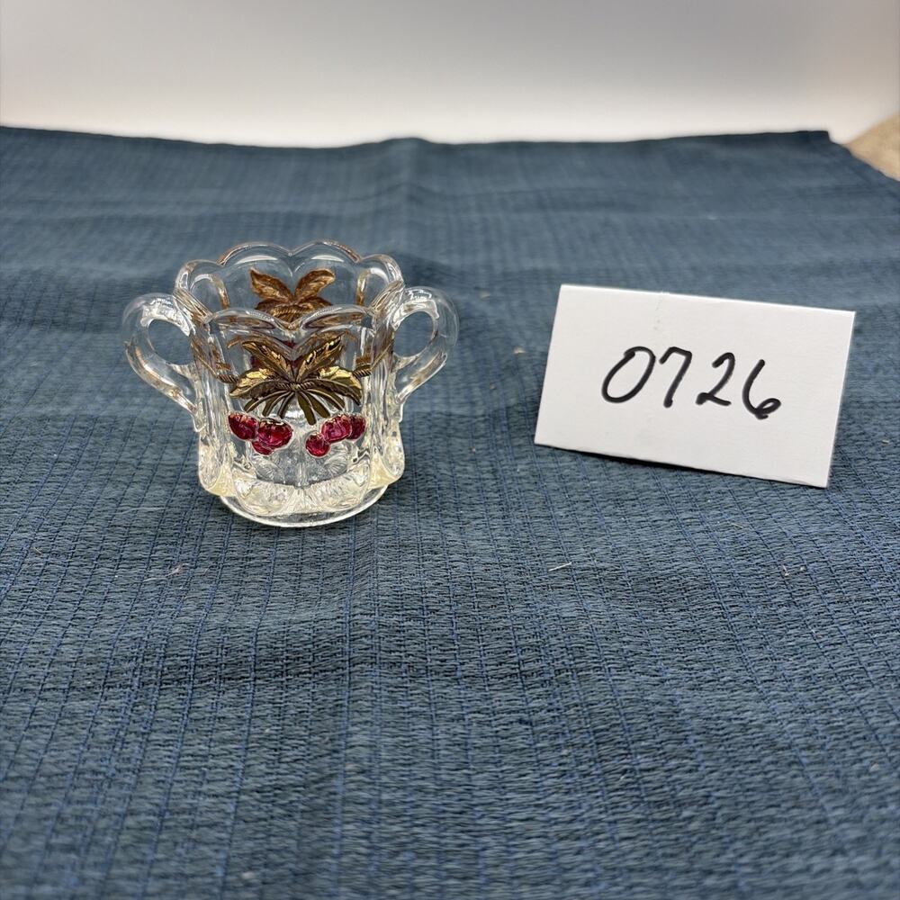 Mosser Northwood Cherry & Cable Thumbprint Miniature Child’s Sugar Bowl